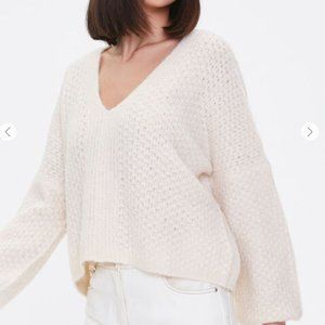 Open Knit V-Neck Sweater